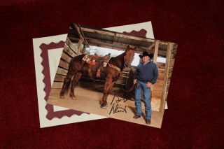 George Strait With Horse Photograph Handsigned 8 X 10,  With