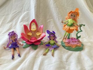 Barbie Fairytopia Flower Fairy Dolls & Playset Lot; Omma,  Organza,  Quilla