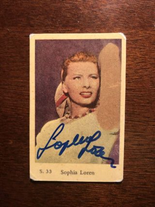 Sophia Loren Hand Signed 1950`s Dutch Trading Card Autograph