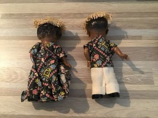 Vintage Two KNICKERBOCKER Hard Plastic Rattle Dolls - 6 