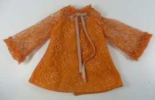 Vintage 1969 Chrissy Doll Orange Lace Mini Mod Dress By Ideal Velvet Ribbon