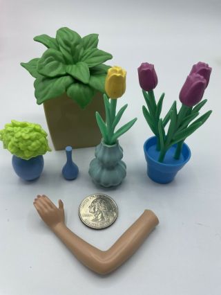 Barbie Doll House Accessory Diorama Flower Garden Plants Tulip Basket Vase
