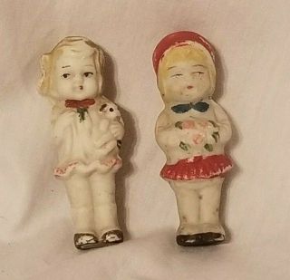 Set Of 2 Frozen,  Penny,  Charlotte Bisque Dolls Vintage Made In Japan 2.  5 " Tall