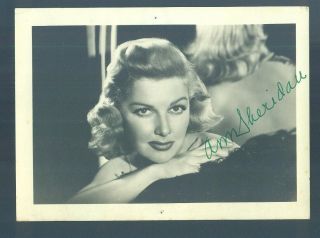 Vintage 5 " X 7 " Black And White Cardboard Ann Sheridan Autographed Photo Green
