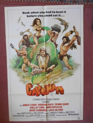 Caveman (1981) Us Poster Ringo Starr,  Dinosaurs,  Barbara Bach,  Shelley Long