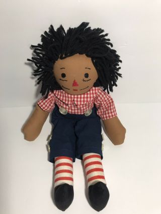 Vintage 15” African American Raggedy Andy Soft Plush Boy Doll,  Handmade