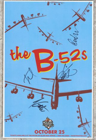 The B - 52s Autographed Concert Poster 2018 Cindy,  Keith,  Kate,  Fred