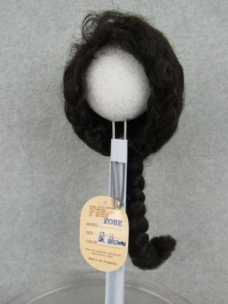 Global Doll Wig Size 13 - 14 Zobe Dark Brown With Tag Box & Hairnet