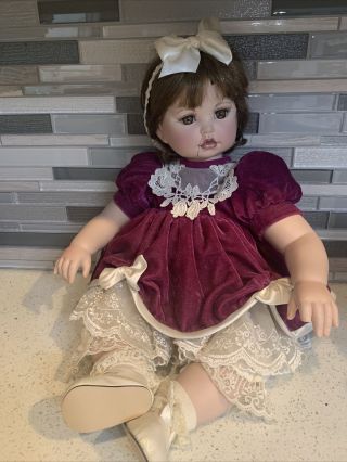 Marie Osmond Baby Abigail Velvet Mauve Dress Toddler 21 " Porcelain Doll
