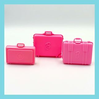 ❤️mattel 80’s 90’s Barbie Doll Accessories Pink Travel Luggage Set Lot❤️