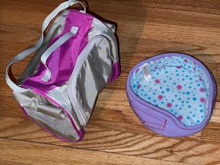 Retired American Girl Doll Pet Travel Carrier Duffle Bag And Honey Dog Bed