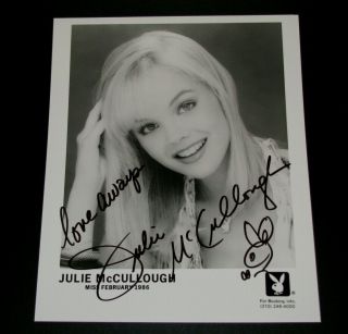 Julie Mccullough Signed B&w 8x10 Promo Photo Playboy Playmate