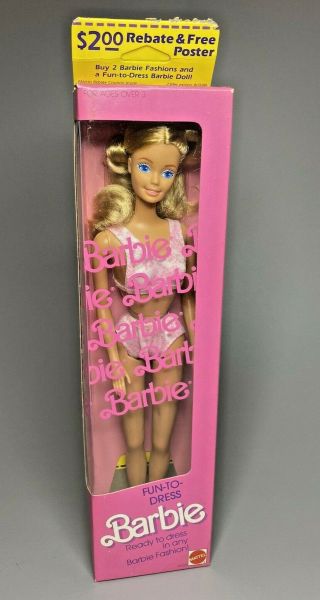 Nrfb Vintage 1987 Mattel Fun - To - Dress In Any Fashion Barbie Doll 4558