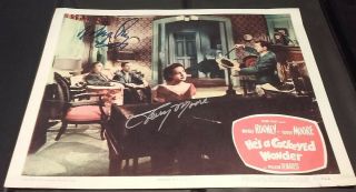 Terry Moore,  Mickey Rooney Lobby Card " Cockeyed Wonder " - Signed Both In Person