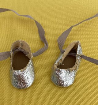 Vintage Vogue Ginny Doll Ballet Shoes Slippers Silver Metallic