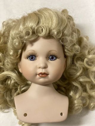 Vtg Large Doll Swivel Head 6” Blonde Parts Lavender Purple Eyes For 18” Dolls