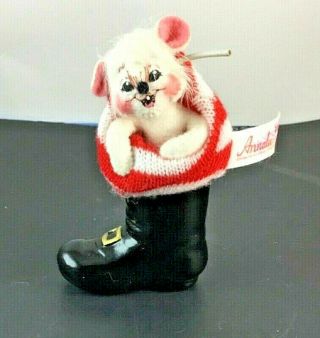 2003 Annalee 3 " Mouse In Santa Boot Christmas