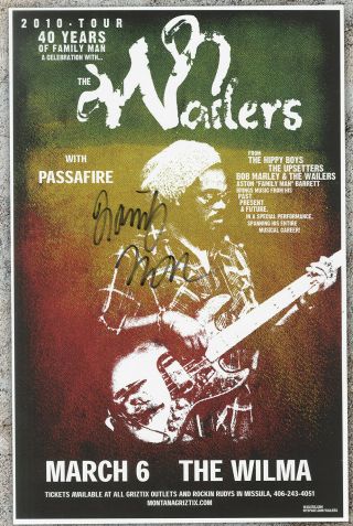 The Wailers Aston Family Man Barrett Autographed Gig Poster Bob Marley 
