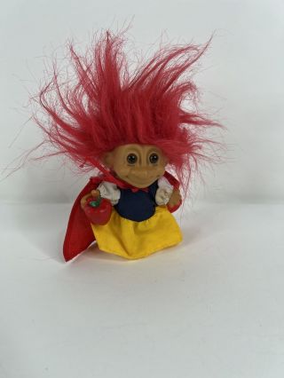 Vintage Russ Troll Doll Snow White Story Book Disney Clothes Apple 4.  5 "