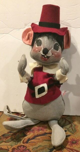 Large Annalee Pilgrim Mouse Doll 15 " Tall Mobilitee Dolls Thanksgiving Exc Cond