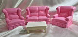 Pink Living Room Set For Barbie 1:6 Scale