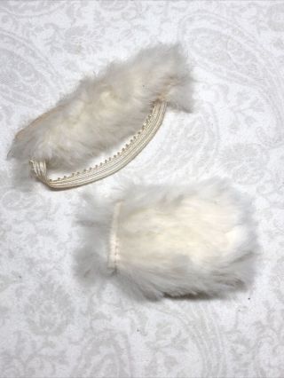 8” Vintage Vogue Ginny 1950’s White Fur Muff & Hat Headband X45