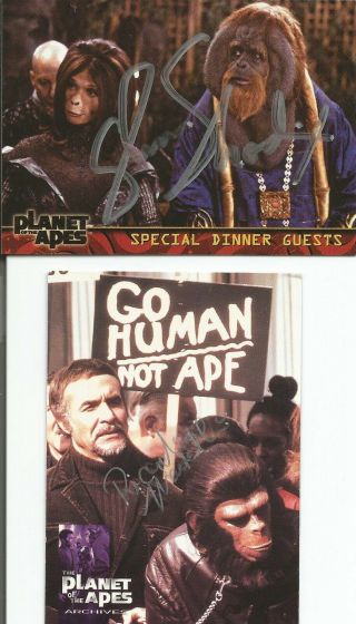 Planet Of The Apes - Ricardo Montalban & Glen Shadix Signed / Autographed Cards