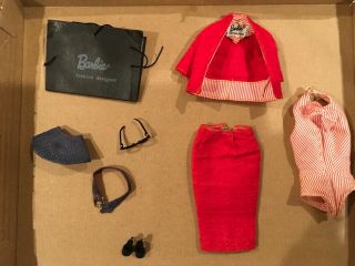 1960 - 61 Vintage Mattel Barbie Outfit 981 Busy Gal Red Skirt Blazer