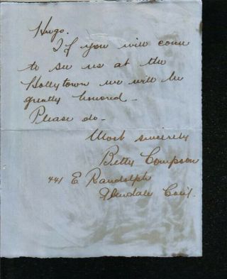 Betty Compson Autographed 2 Page Handwritten Letter Popular Actress D.  74