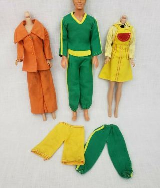 Vtg Barbie Ken Clone Mego Maddie Mod Yellow Jumper Green Sweatsuit