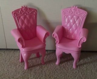 Barbie Doll House 2 Swan Lake Castle Princess Pink Throne Chair Furniture Set