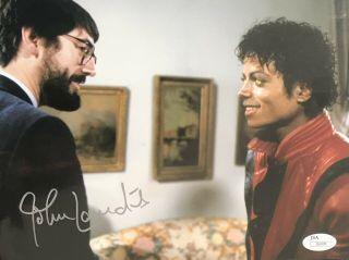 John Landis With Michael Jackson Signed Autograph 8x10 Color Glossy Photo Jsa