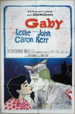 Gaby 1956 Wonderful Close Up Art Of Soldier John Kerr Kissing Leslie Caron