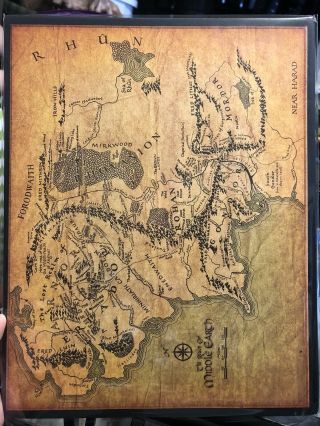 11x14 Map Of Middle Earth “lord Of The Rings” W/bonus Sean Astin Print