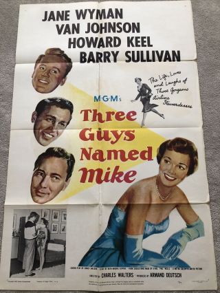 Three Guys Named Mike (1951) Us One Sheet Cinema Poster