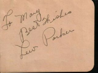 Lew Parker Autographed Album Page Popular Actor / That Girl D.  72