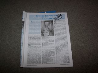 J.  D.  Crowe Hand Signed In Person Bluegrass Music Profiles Debut Issue Autographed