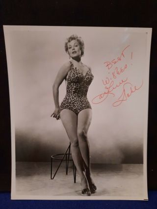 Arlene Dahl Signed Ttm 8×10 Pin Up Photo In Her Famous Leopard Print Swimsuit
