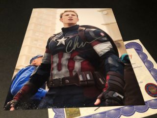 Hand Signed Chris Evans Captain America 10x8 Photo - Authentic Autograph,