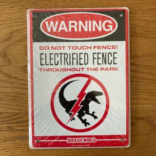 Bnip Loot Crate Exclusive Jurassic World Electrified Fence Warning Sign 10x8 "
