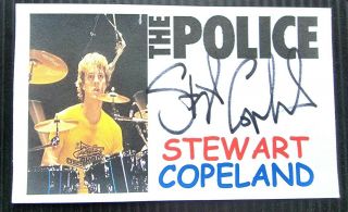 " The Police " Stewart Copeland Drums Autographed 3x5 Index Card