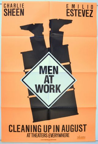 Men At Work (1990) 1 - Sheet Movie Poster - Charlie Sheen,  Emilio Estevez (orange)