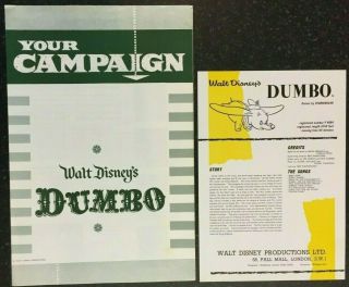 Dumbo (1960s Rr) Disney Uk Campaign Press Book,  Synopsis Sheet