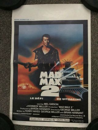 Mad Max 2 Belgium Cinema Poster 1981 39cm X 52cm