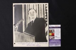Hubert Humphrey Signed 8x10 Photo Personalized Vice President Jsa Jb661