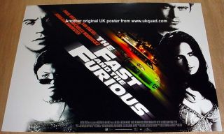 The Fast And The Furious Poster 2001 Cinema Issue Uk Mini Quad