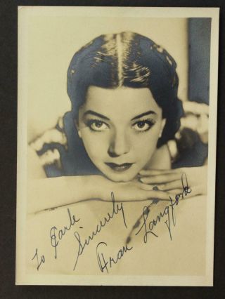 Singer Frances Langford (1913 - 2005) Autograph 5 X 7 Photo