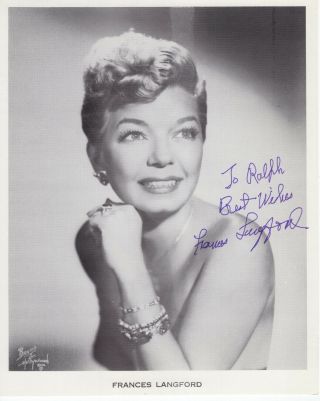 Frances Langford - Singer,  Golden Age Of Radio - Autographed 8x10 Photo