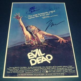 The Evil Dead Cast X3 Pp Signed Poster 12x8 Campbell