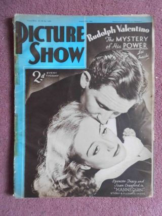Picture Show (1938) Uk Mag Joan Crawford,  Bette Davis,  Rudolph Valentino